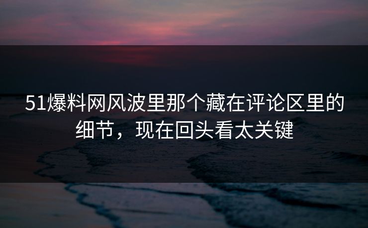 51爆料网风波里那个藏在评论区里的细节，现在回头看太关键