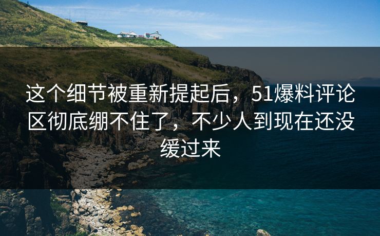 这个细节被重新提起后，51爆料评论区彻底绷不住了，不少人到现在还没缓过来