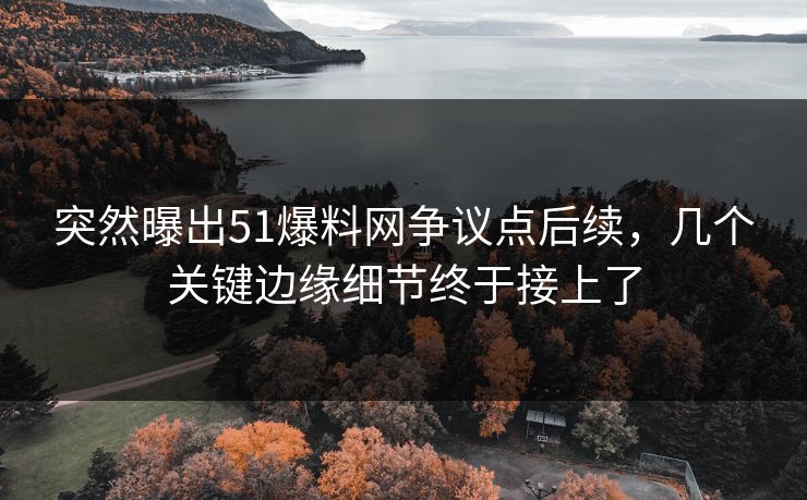 详细阅读:突然曝出51爆料网争议点后续,几个关键边缘细节终于接上了 突然曝出51爆料网争议点后续,几个关键边缘细节终于接上了