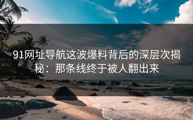 详细阅读:91网址导航这波爆料背后的深层次揭秘:那条线终于被人翻出来 91网址导航这波爆料背后的深层次揭秘:那条线终于被人翻出来