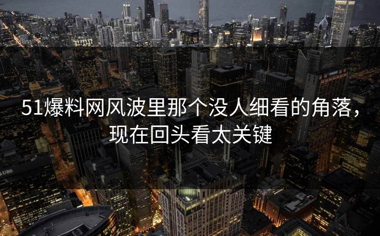详细阅读:51爆料网风波里那个没人细看的角落,现在回头看太关键 51爆料网风波里那个没人细看的角落,现在回头看太关键