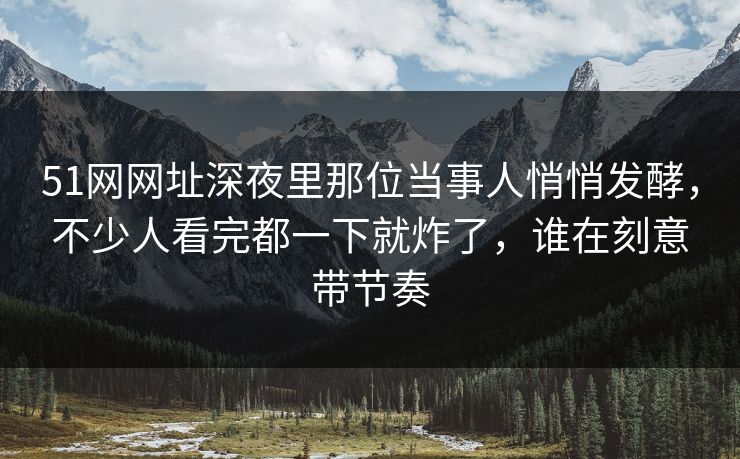 51网网址深夜里那位当事人悄悄发酵，不少人看完都一下就炸了，谁在刻意带节奏