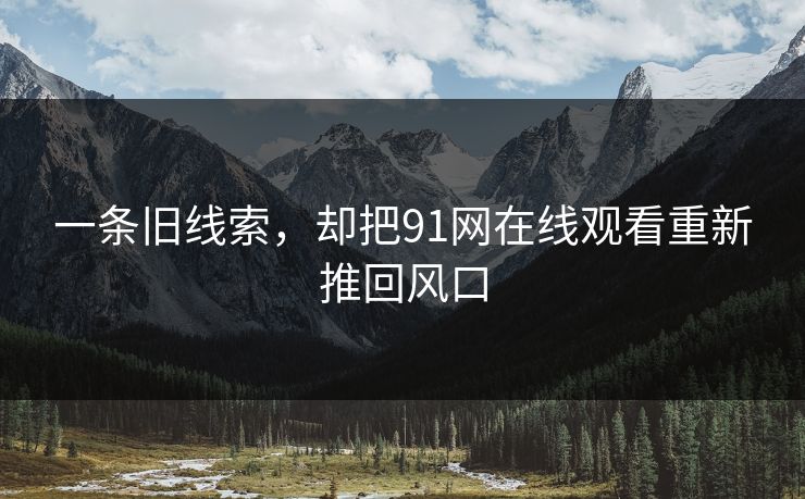 一条旧线索，却把91网在线观看重新推回风口