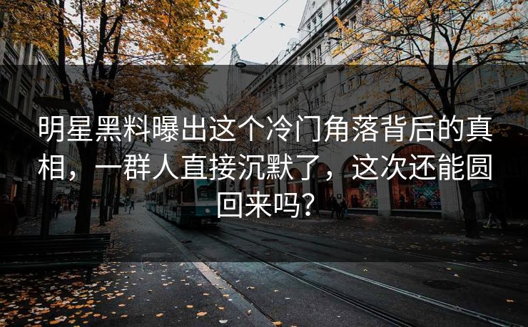 明星黑料曝出这个冷门角落背后的真相，一群人直接沉默了，这次还能圆回来吗？