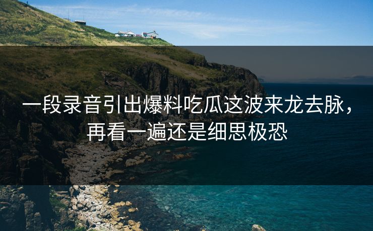 一段录音引出爆料吃瓜这波来龙去脉,再看一遍还是细思极恐