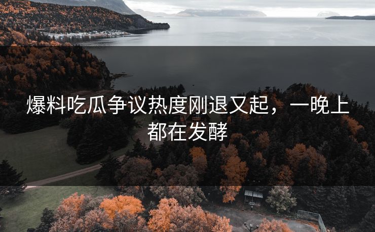 爆料吃瓜争议热度刚退又起，一晚上都在发酵